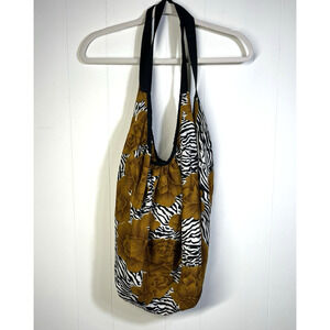 Anchors Away Hobo Sling Tote Bag Zebra Floral Print Zippered Vacation Beach